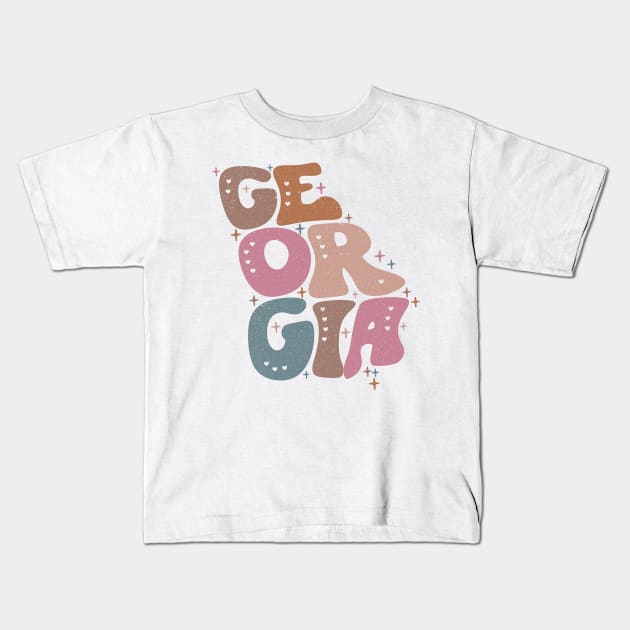 Georgia State Typography US Map Kids T-Shirt by Mastilo Designs